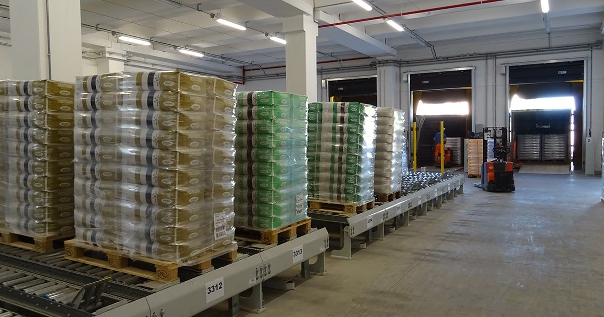 high-bay warehouse exterior — molino pivetti flour